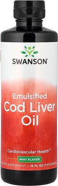 Swanson, Emulsified Cod Liver Oil, emulgiertes Kabeljau-Lebertran-Öl, Minze, 473 ml (16 fl. oz.)
