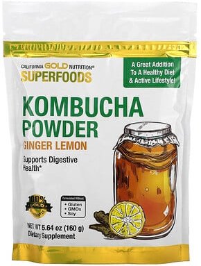 California Gold Nutrition, Superfoods, Kombucha Powder, Kombuchapulver, Ingwer-Zitrone, 160 g (5,64 oz.)