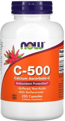 NOW Foods, C-500, Calciumascorbat-C, 250 Kapseln
