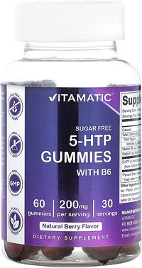 Vitamatic, 5-HTP Gummies with B6, 5-HTP-Fruchtgummis mit B6, natürliche Beere, 60 Fruchtgummis