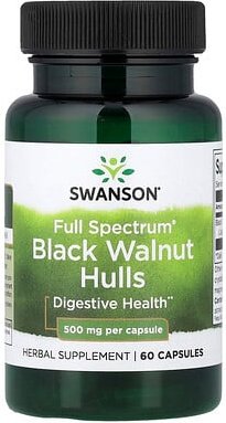 Swanson, Full Spectrum® Black Walnut Hulls, Schwarznussschalen, 500 mg, 60 Kapseln