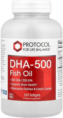 Protocol for Life Balance, DHA-500, Fischöl, 120 Weichkapseln