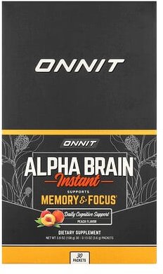Onnit, Alpha Brain Instant, Gedächtnis und Fokus, Pfirsich, 30 Päckchen, je 3,6 g (0,13 oz.)