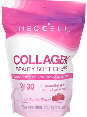 NeoCell, Collagen Beauty Soft Chews, Kau-Snack mit Kollagen, Fruchtpunsch, 60 Kau-Snacks