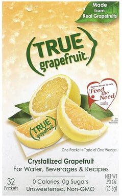 True Citrus, Echte Grapefruit, kristallisierte Grapefruit, ungesüßt, 32 Päckchen 25,6 g (0,90 oz.)