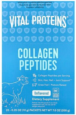 Vital Proteins, Kollagenpeptide vom Weiderind, geschmacklos, 20 Einzelpäckchen (10 g)