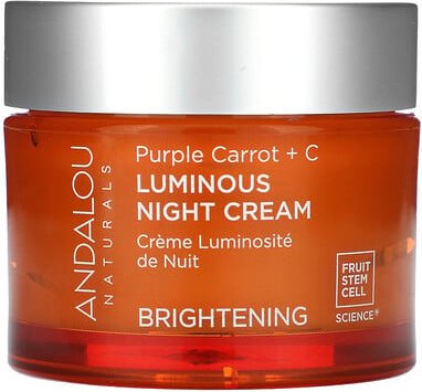 Andalou Naturals, Luminous Night Cream, Purple Carrot + C, Brightening, Nachtcreme mit Lila-Karotte und Vitamin C für me...