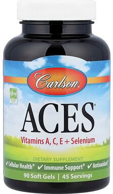 Carlson, ACES®, Vitamine A, C, E + Selenium, Vitamine A, C, E + Selen, 90 Weichkapseln