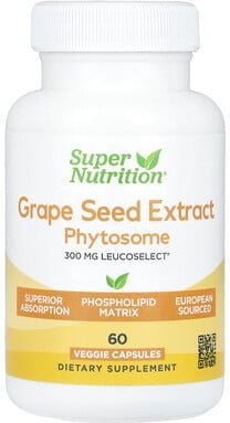 Super Nutrition, Grape Seed Phytosome, Traubenkern-Phytosom, 300 mg, 60 pflanzliche Kapseln