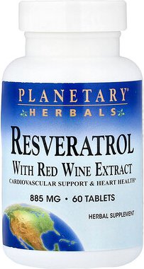 Planetary Herbals, Resveratrol With Rotwein Extract, Resveratrol mit Rotweinextrakt, 60 Tabletten