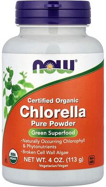 NOW Foods, Certified Organic Chlorella Pure Powder, Chlorella mit Bio-Zertifizierung, reines Pulver, 113 g (4 oz.)