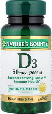 Nature's Bounty, D3, 50 mcg (2.000 IU), 150 Weichkapseln mit schneller Freisetzung