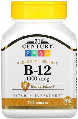 Thumbnail - 21st Century, B-12, verlängerte Freisetzung, 1.000 mcg, 110 Tabletten