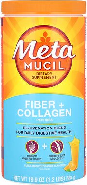 Metamucil, Fiber + Collagen Peptides, Ballaststoffe + Kollagenpeptide, ultraweiche Orange, 564 g (1,2 lbs.)