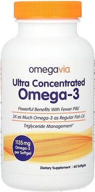 Thumbnail - OmegaVia, Ultra Concentrated Omega-3, hochkonzentriertes Omega-3, 1.135 mg, 60 Weichkapseln