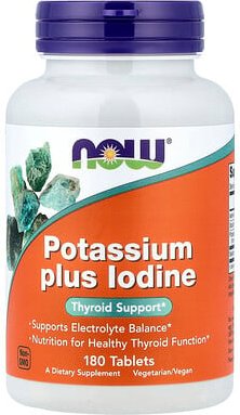 NOW Foods, Potassium Plus Iodine, Kalium und Jod, 180 Tabletten