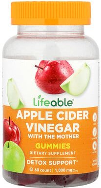 Thumbnail - Lifeable, Apple Cider Vinegar Gummies, Apfelessig-Fruchtgummis, Apfel, 60 Fruchtgummis