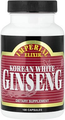 Imperial Elixir, Korean White Ginseng, weißer Ginseng, 100 Kapseln (500 mg pro Kapsel)