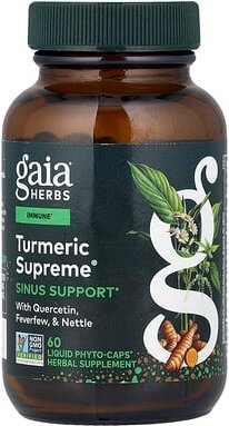 Gaia Herbs, Turmeric Supreme®, Unterstützung der Nasennebenhöhlen, 60 Liquid Phyto-Caps®