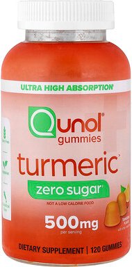 Qunol, Turmeric Gummies, Kurkuma-Fruchtgummis, Mandarine, kein Zucker, 120 Fruchtgummis (250 mg pro Fruchtgummi)