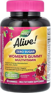 Nature's Way, Alive! Women's Gummy Multivitamin, Fruchtgummi-Multivitamin für Frauen, ohne Zucker, Erdbeere, 50 Fruchtgu...