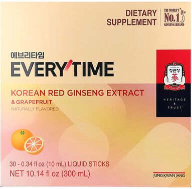 JungKwanJang, Korean Red Ginseng Extract, Everytime, Koreanischer Roter Ginseng-Extrakt, Grapefruit, 30 Liquid Sticks, j...
