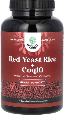 Thumbnail - Nature's Craft, Red Yeast Rice + CoQ10, Rotschimmelreis + CoQ10, 240 Kapseln