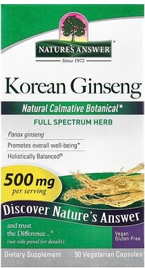 Nature's Answer, Koreanischer Ginseng, 500 mg, 50 vegetarische Kapseln