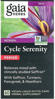 Gaia Herbs, Women, Cycle Serenity, Menstruation, 60 vegane, flüssige Phyto-Kapseln