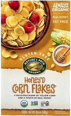 Nature's Path, Organic Honey'd Corn Flakes Müsli, Bio-Cornflakes-Müsli mit Honig, 300 g (10,6 oz.)