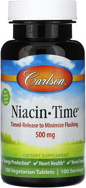 Carlson, Niacin-Time, 500 mg, 100 vegetarische Tabletten