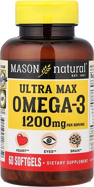 Thumbnail - Mason Natural, Ultra Max Omega3, 60 Weichkapseln (600 mg pro Weichkapsel)
