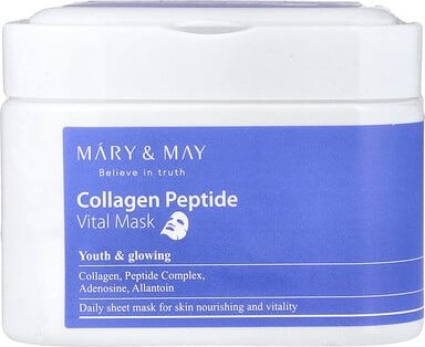 Mary & May, Collagen Peptide, Vital Beauty Mask, Kollagenpeptid-Maske, 30 Tuchmasken, 400 g (14,1 oz.)