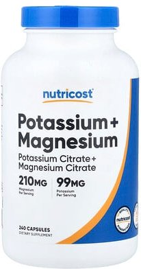 Nutricost, Kalium + Magnesium, 240 Kapseln