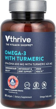 Vthrive, Omega-3 With Turmeric, Omega-3 mit Kurkuma, 60 Weichkapseln