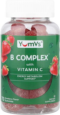 YumVs, B Complex With Vitamin C Gummies, B-Komplex mit Vitamin C-Fruchtgummis, Erdbeere, 70 Fruchtgummis