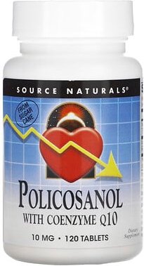 Source Naturals, Policosanol With Coenzyme Q10, Policosanol mit Coenzym Q10, 10 mg, 120 Tabletten