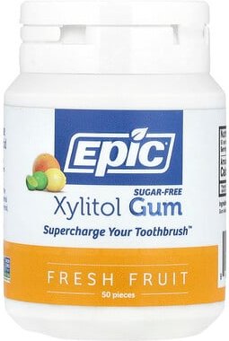 Epic Dental, Xylitol Gum, Xylitolgummi, zuckerfrei, frisches Obst, 50 Stück