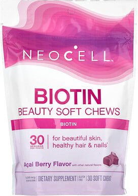 NeoCell, Biotin Bursts, Acai-Beeren-Geschmack, 10.000 mcg, 30 Kautabletten