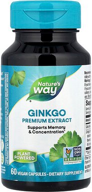 Thumbnail - Nature's Way, Premium Extract, Ginkgo, Ginkgoextrakt, 60 vegane Kapseln
