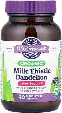 Oregon's Wild Harvest, Organic Milk Thistle Dandelion, Bio-Mariendistel und Löwenzahn, 90 vegane Bio-Kapseln