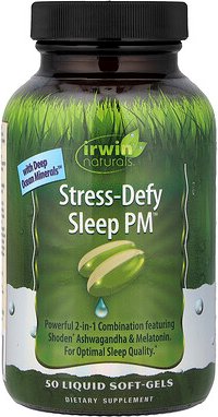 Irwin Naturals, Stress-Defy Sleep PM™, 50 mit Flüssigkeit gefüllte Weichkapseln