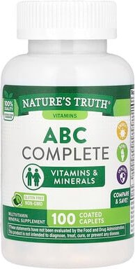 Nature's Truth, ABC Complete Multivitamin, komplettes Multivitaminpräparat, 100 überzogene Kapseln