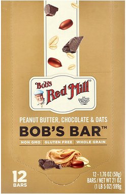 Bob's Red Mill, Bob's Bar™, Erdnussbutter, Schokolade und Hafer, 12 Riegel, je 50 g (1,76 oz.).