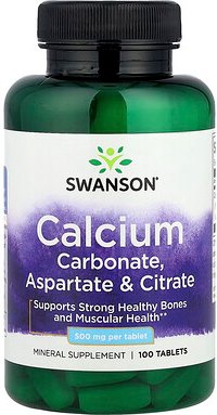 Swanson, Calciumcarbonat, Aspartat und Citrat, 500 mg, 100 Tabletten