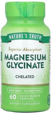 Thumbnail - Nature's Truth, Magnesium Glycinate, chelatiert, 60 Kapseln mit schneller Freisetzung (100 mg pro Kapsel)