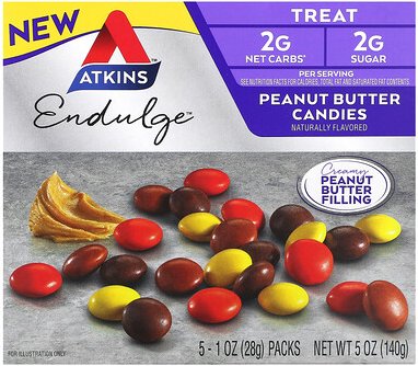 Atkins, Endulge, Peanut Butter Candies, Erdnussbutter-Bonbons, 5 Riegel, je 28 g (1 oz.).