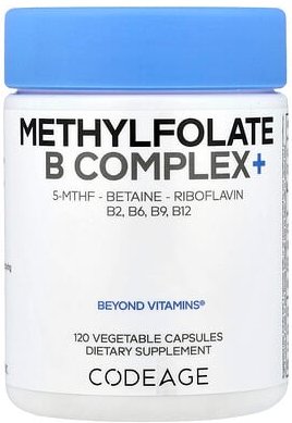 Codeage, Methylfolate B Complex+, Methylfolat-B-Komplex+, 120 pflanzliche Kapseln