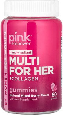 Thumbnail - Pink, Multi For Her + Collagen Gummies, Multivitaminpräparat für sie und Kollagen-Fruchtgummis, natürliche gemischte Bee...