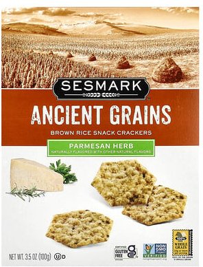 Sesmark, Brown Rice Snack Crackers, brauner Reis-Snack-Cracker, Parmesankraut, 100 g (3,5 oz.)